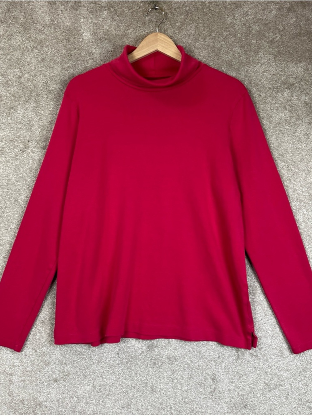 Lands End Turtleneck Womens Extra Large Tall Pink Cotton Pullover Stretch- 4701